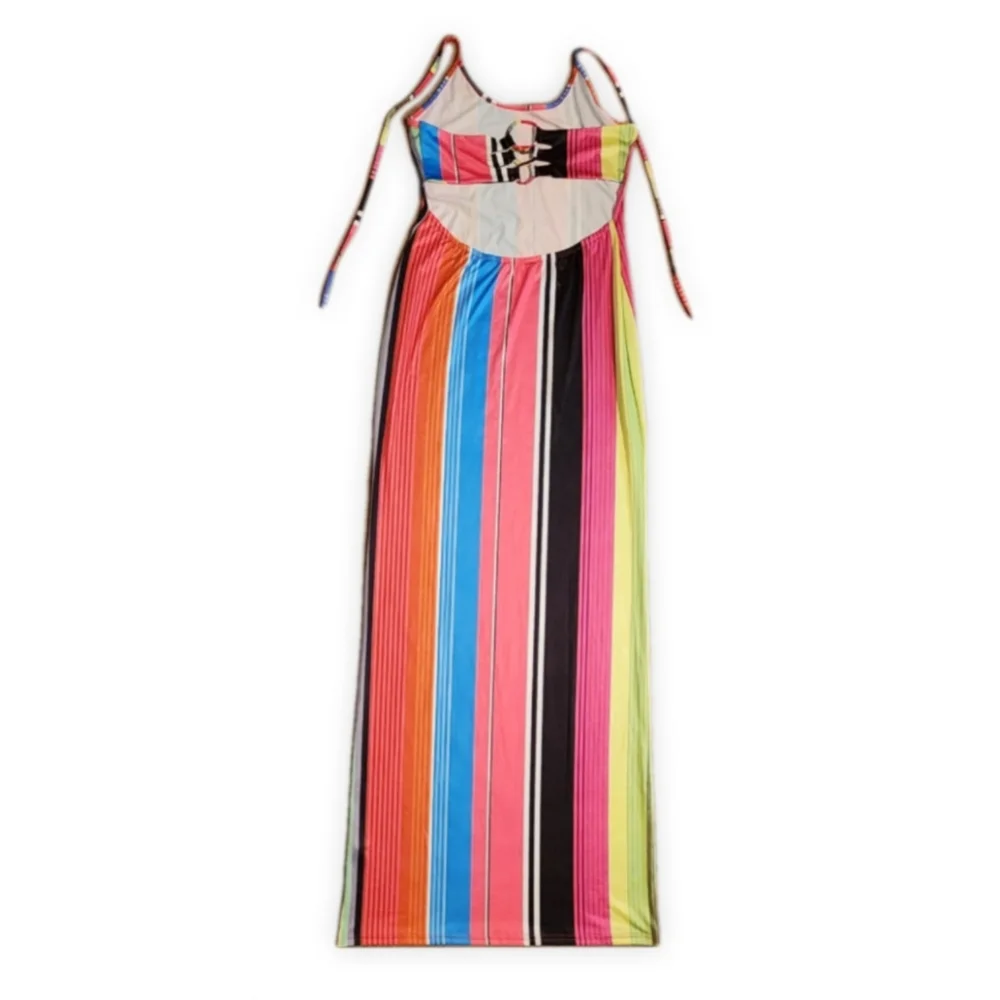 Full Strip Long Summer Dress - Picture 4 of 9